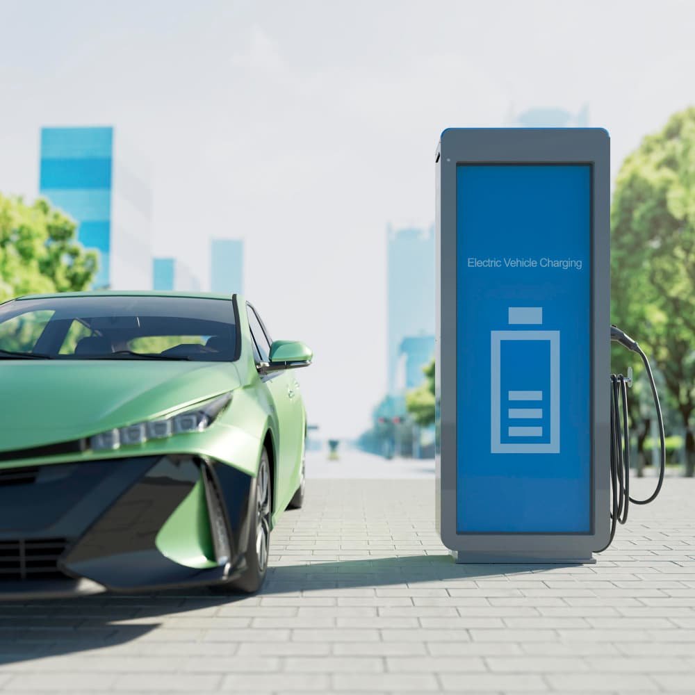 Green Electric Car Neer Charging Station