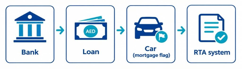 How a car mortgage flag links the bank, the car and the RTA system